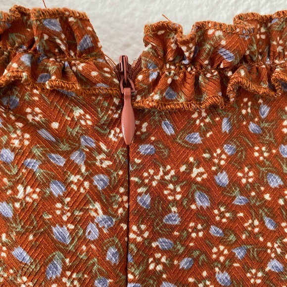 Lulu’s Orange Floral Ruffled Long Sleeve Dress - Picture 9 of 14